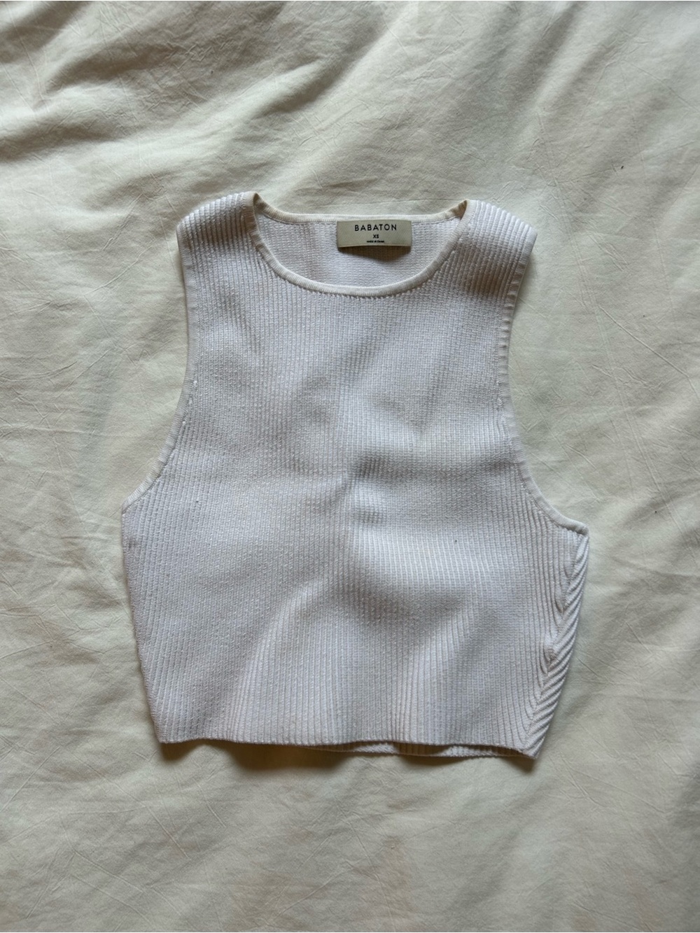Babaton Ivory Ribbed Cropped Tank